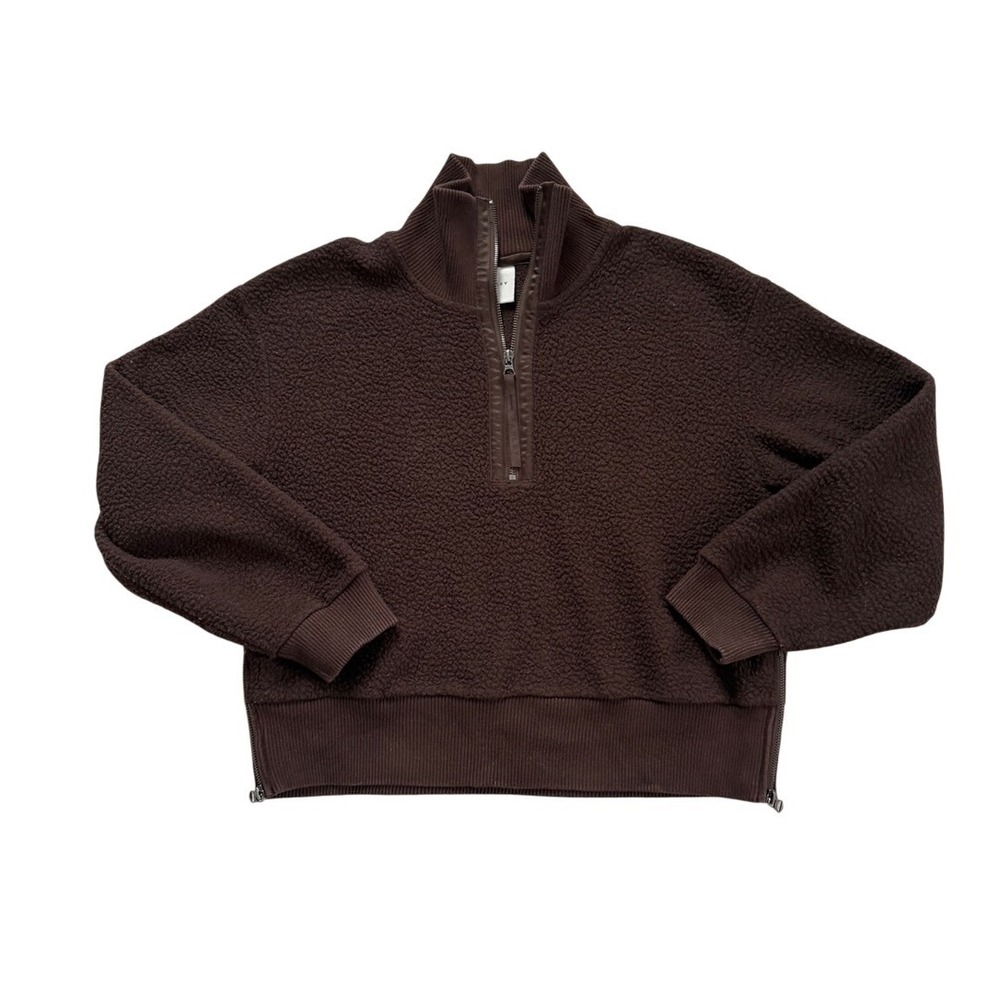VARLEY Dark Brown Roselle Borg Fleece Half Zip Pullover M Clean Girl Sporty - Picture 3 of 11